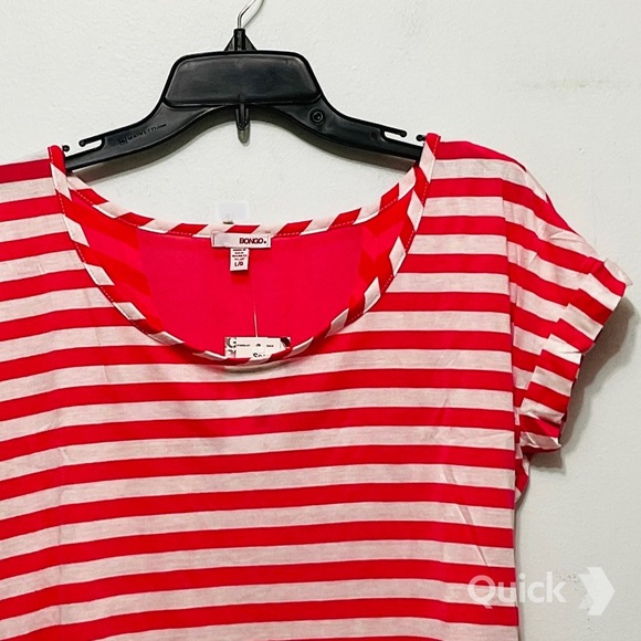 sz L - NWT Bongo Striped Hi Lo Top w/ Bow Detail - Picture 2 of 8